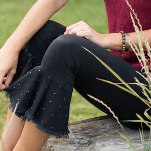 Flare black denim pants